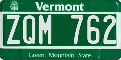 VT license plate ZQM762