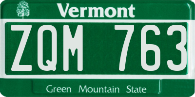 VT license plate ZQM763