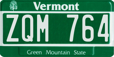 VT license plate ZQM764