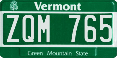 VT license plate ZQM765