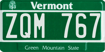 VT license plate ZQM767