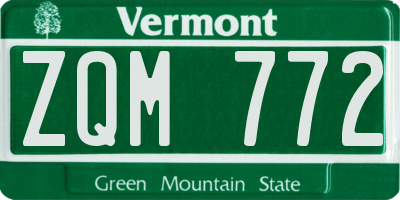 VT license plate ZQM772