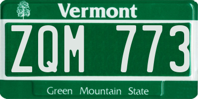 VT license plate ZQM773