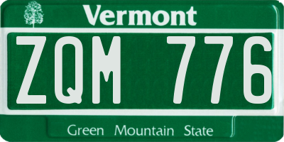 VT license plate ZQM776