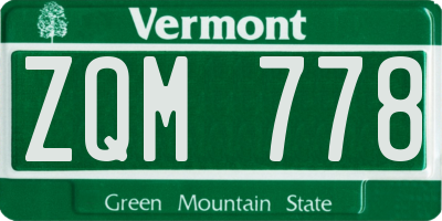 VT license plate ZQM778
