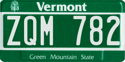 VT license plate ZQM782