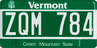 VT license plate ZQM784
