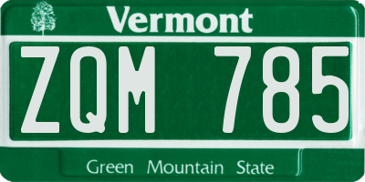 VT license plate ZQM785