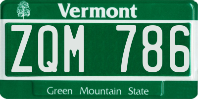 VT license plate ZQM786