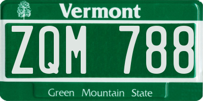 VT license plate ZQM788