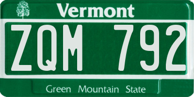 VT license plate ZQM792