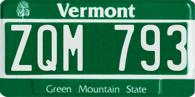 VT license plate ZQM793