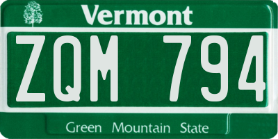 VT license plate ZQM794