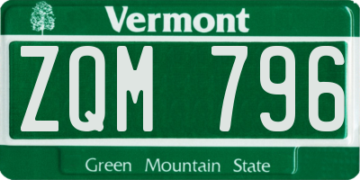 VT license plate ZQM796