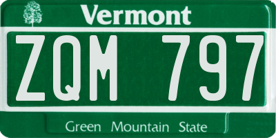 VT license plate ZQM797