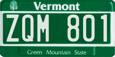 VT license plate ZQM801