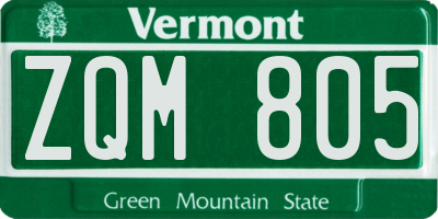 VT license plate ZQM805