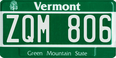 VT license plate ZQM806