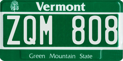 VT license plate ZQM808