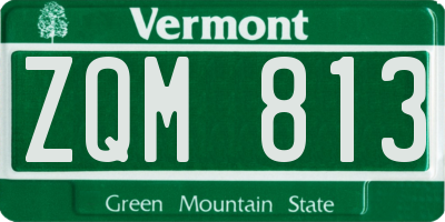 VT license plate ZQM813