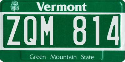 VT license plate ZQM814