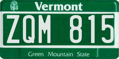 VT license plate ZQM815