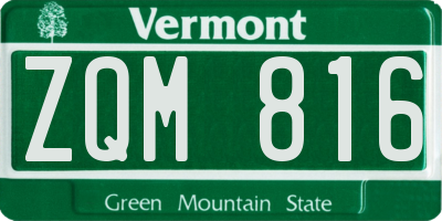 VT license plate ZQM816