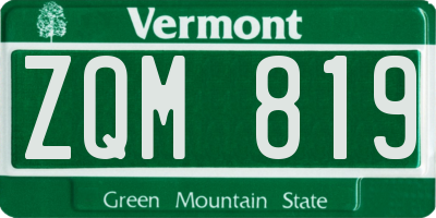 VT license plate ZQM819
