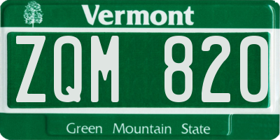 VT license plate ZQM820