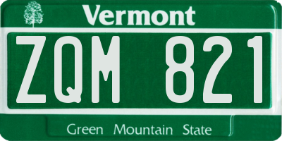 VT license plate ZQM821