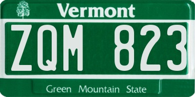 VT license plate ZQM823
