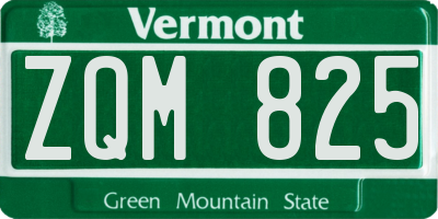 VT license plate ZQM825