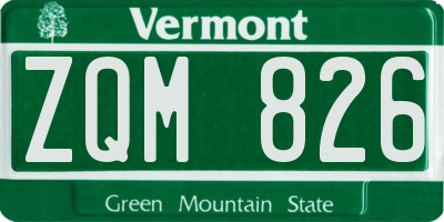 VT license plate ZQM826