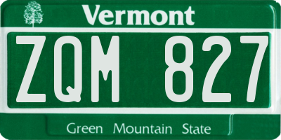 VT license plate ZQM827