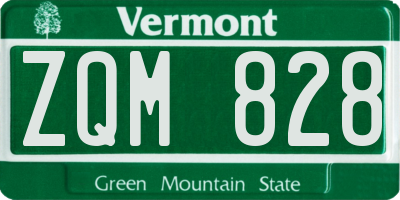 VT license plate ZQM828