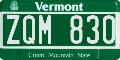 VT license plate ZQM830