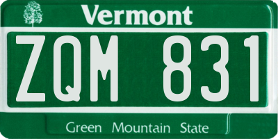 VT license plate ZQM831
