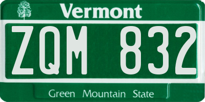 VT license plate ZQM832