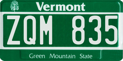 VT license plate ZQM835