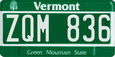 VT license plate ZQM836