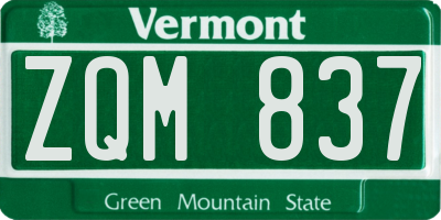 VT license plate ZQM837