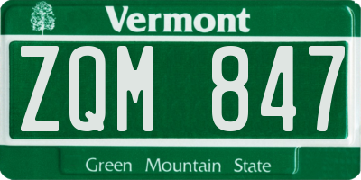 VT license plate ZQM847