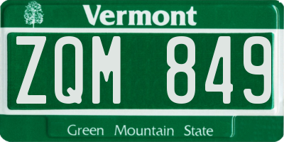 VT license plate ZQM849