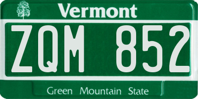 VT license plate ZQM852