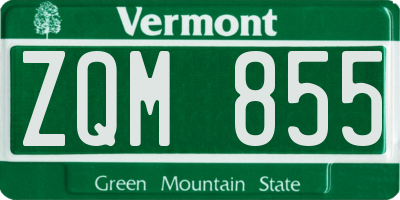 VT license plate ZQM855