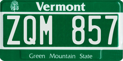 VT license plate ZQM857