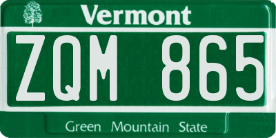VT license plate ZQM865
