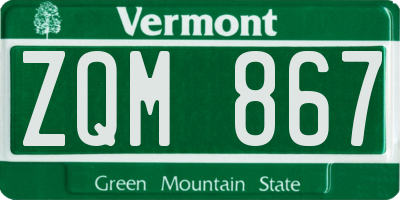 VT license plate ZQM867