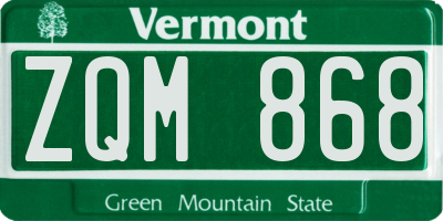 VT license plate ZQM868