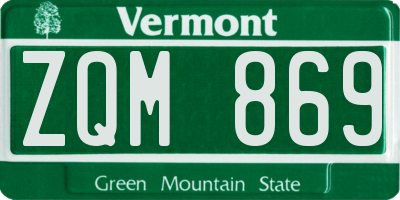 VT license plate ZQM869